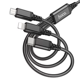   Hoco X76 3 az 1-ben USB-A töltőkábel (Lightning / Micro USB / USB-C) 2A 1 m fekete