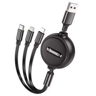   Hoco X75 3 az 1-ben USB-A töltőkábel (Lightning / Micro USB / USB-C) 2A 1 m fekete