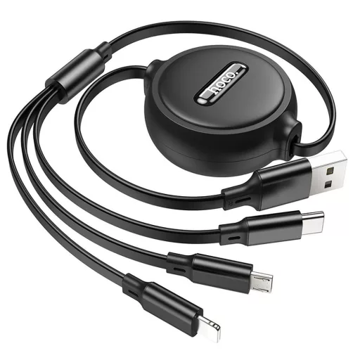 Hoco X75 3 az 1-ben USB-A töltőkábel (Lightning / Micro USB / USB-C) 2A 1 m fekete
