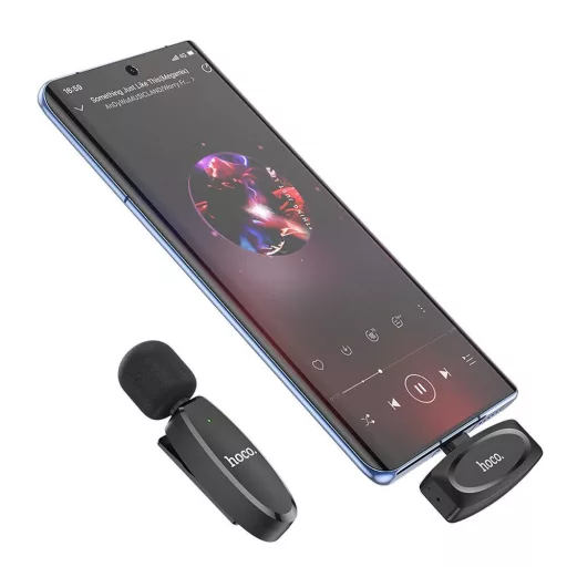 Hoco vezeték nélküli csíptetős mikrofon USB-C L15 fekete