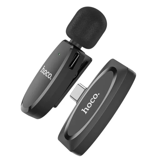 Hoco vezeték nélküli csíptetős mikrofon USB-C L15 fekete