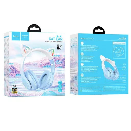 Hoco W42 Cat Ear vezeték nélküli fejhallgató kristálykék
