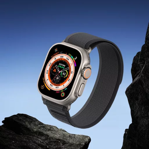 DUX DUCIS YJ nylon szíj Apple Watch 42 / 44 / 45 / 49 mm fekete-szürke