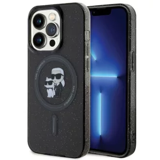   KARL LAGERFELD tok iPhone 15 Pro KLHMP15LHGKCNOK (Glitter + MAG) Fekete