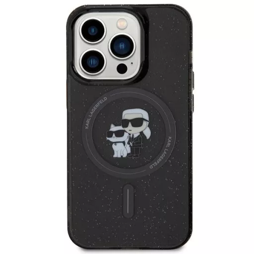 KARL LAGERFELD tok iPhone 15 Pro KLHMP15LHGKCNOK (Glitter + MAG) Fekete