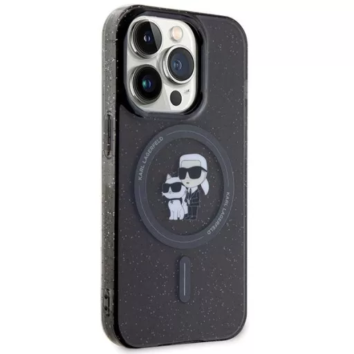 KARL LAGERFELD tok iPhone 15 Pro KLHMP15LHGKCNOK (Glitter + MAG) Fekete