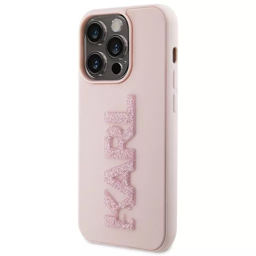 KARL LAGERFELD tok iPhone 15 Pro KLHCP15L3DMBKCP (3D Logo Glitter) rózsaszín