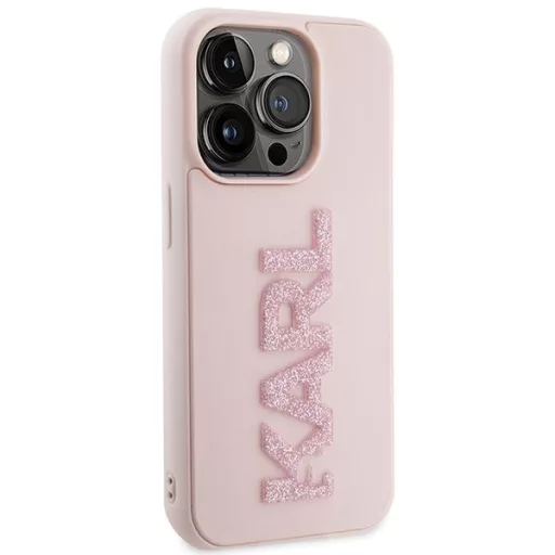 KARL LAGERFELD tok iPhone 15 Pro KLHCP15L3DMBKCP (3D Logo Glitter) rózsaszín