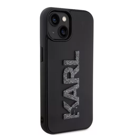 KARL LAGERFELD tok iPhone 15 KLHCP15S3DMBKCK (3D Logo Glitter) Fekete