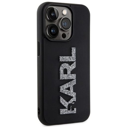 KARL LAGERFELD tok iPhone 15 Pro Max KLHCP15X3DMBKCK (3D Logo Glitter) fekete