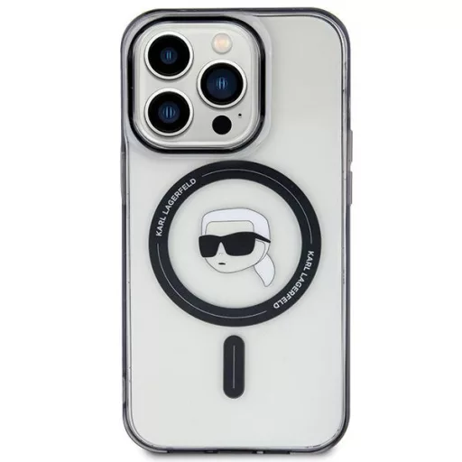 KARL LAGERFELD tok iPhone 15 Pro KLHMP15LHKHNOTK (Karl Head + MAG) átlátszó
