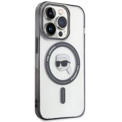 KARL LAGERFELD tok iPhone 15 Pro KLHMP15LHKHNOTK (Karl Head + MAG) átlátszó