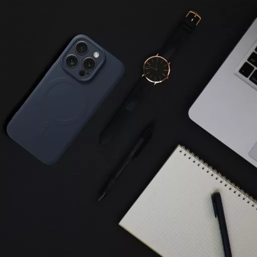 SILICONE MAG COVER Magsafe kompatibilis tok iPhone 15 Pro kék titanium