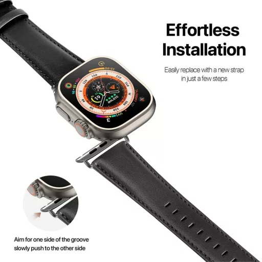 DUX DUCIS YS valódi bőr szíj Apple Watch 38 / 40 / 41 mm fekete