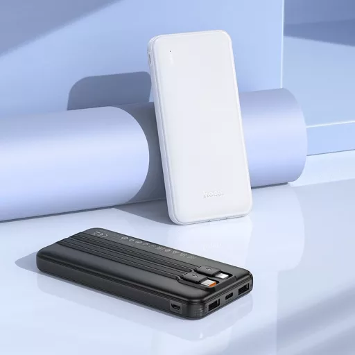 Hoco J118 powerbank 10000 mAh 2A beépített USB-C + Lightning kábelekkel fekete