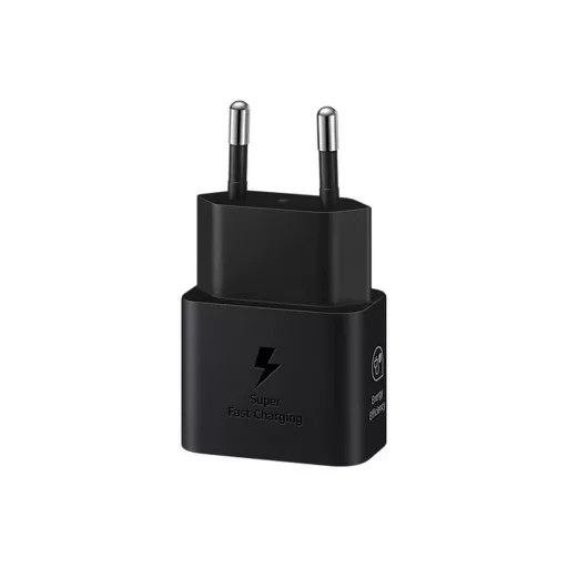 Samsung eredeti hálózati töltő USB-C + USB-C – USB-C kábel PD 3A 25W GaN EP-T2510XBEGEU fekete blister