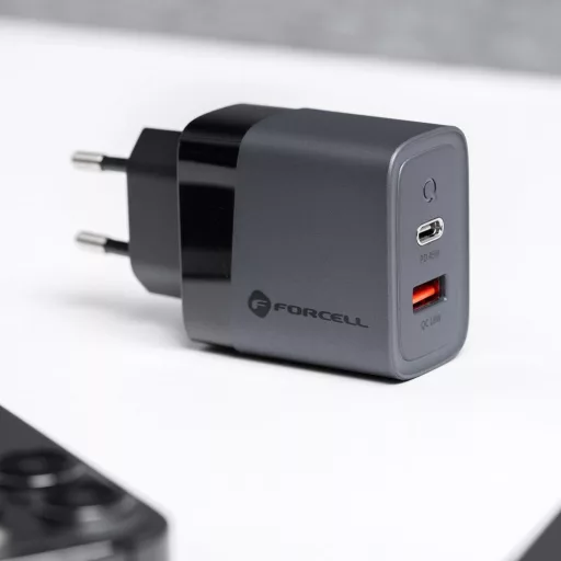 Forcell F-Energy hálózati töltő GaN USB-C + USB-A QC4.0 PD 4A 45W VT-39 szürke