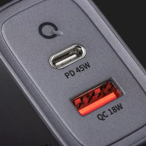 Forcell F-Energy hálózati töltő GaN USB-C + USB-A QC4.0 PD 4A 45W VT-39 szürke
