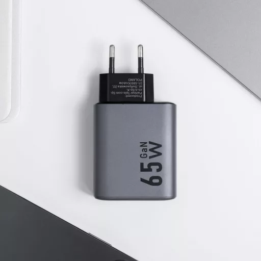 Forcell F-Energy hálózati töltő GaN 2×USB-C + USB-A QC4.0 PD 4A 65W VT-42B szürke