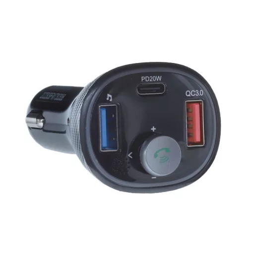 ART Bluetooth FM transmitter 5.0 + USB-A QC3.0 + USB-C (30W) FM-73 fekete