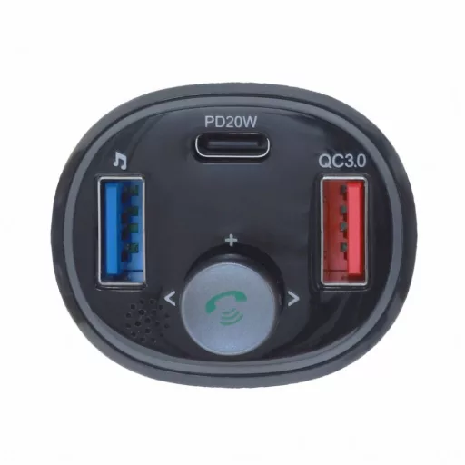 ART Bluetooth FM transmitter 5.0 + USB-A QC3.0 + USB-C (30W) FM-73 fekete