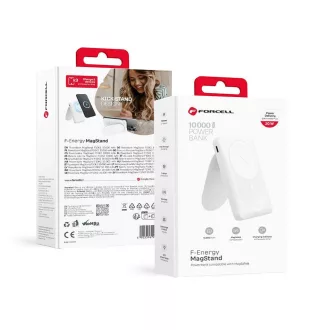   Forcell F-Energy MagSafe kompatibilis powerbank MagStand F10K2 QC3.0 PD 5A 20W 10000 mAh fehér