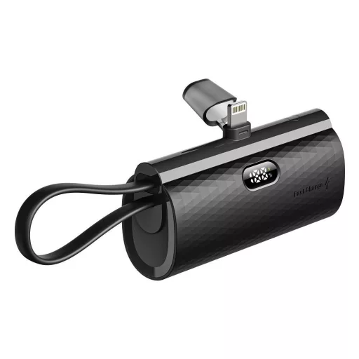 Forcell F-Energy powerbank Power Plug F5K3 PD 20W 5000 mAh Lightning csatlakozóval fekete