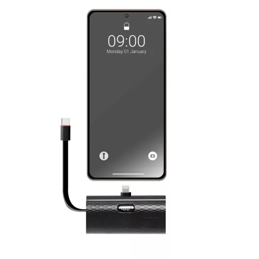 Forcell F-Energy powerbank Power Plug F5K3 PD 20W 5000 mAh Lightning csatlakozóval fekete