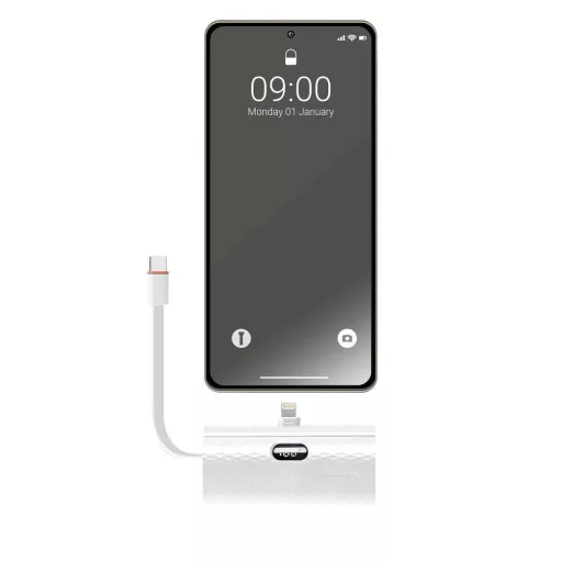 Forcell F-Energy powerbank Power Plug F5K3 PD 20W 5000 mAh Lightning csatlakozóval fehér