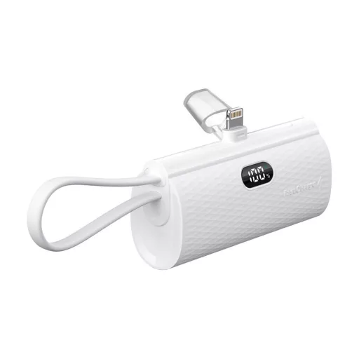 Forcell F-Energy powerbank Power Plug F5K3 PD 20W 5000 mAh Lightning csatlakozóval fehér