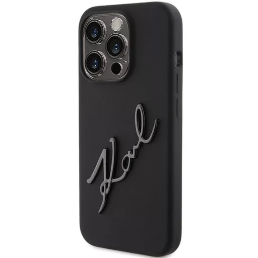 KARL LAGERFELD tok iPhone 15 Pro KLHCP15LSKSBMCK (Silicone Karl Script Logo) fekete