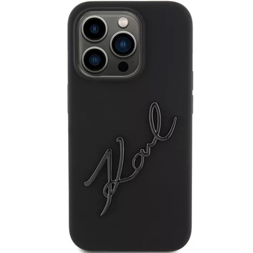 KARL LAGERFELD tok iPhone 15 Pro KLHCP15LSKSBMCK (Silicone Karl Script Logo) fekete