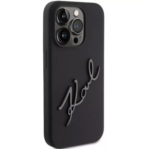 KARL LAGERFELD tok iPhone 15 Pro KLHCP15LSKSBMCK (Silicone Karl Script Logo) fekete