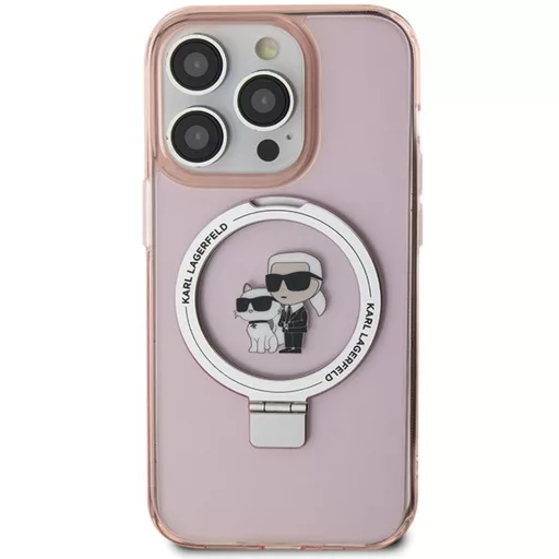 KARL LAGERFELD tok iPhone 15 Pro comaptible with MagSafe KLHMP15LHMRSKCP (Ringstand KC) rózsaszín