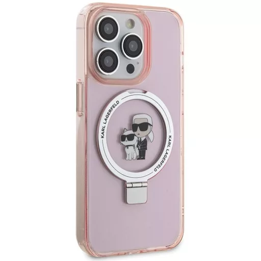 KARL LAGERFELD tok iPhone 15 Pro Max Magsafe kompatibilis KLHMP15XHMRSKCP (Ringstand KC) rózsaszín