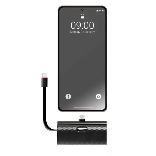 Forcell F-Energy powerbank Power Plug F5K3 PD 20W 5000 mAh USB-C csatlakozóval fekete