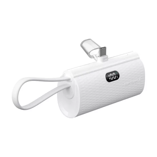 Forcell F-Energy powerbank Power Plug F5K3 PD 20W 5000 mAh USB-C csatlakozóval fehér