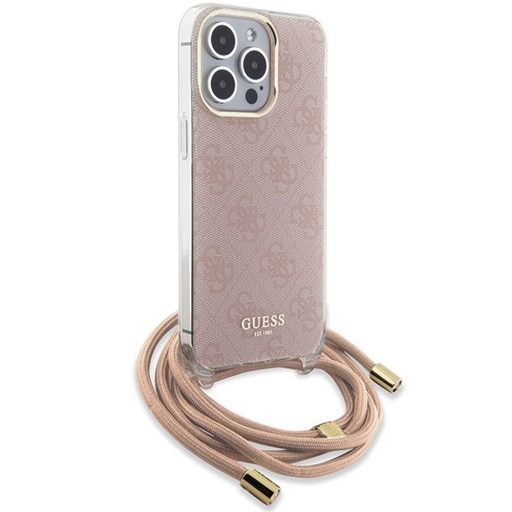 GUESS tok iPhone 15 Pro Max GUHCP15XHC4SEP(Crossbody Cord 4G Print) rózsaszín