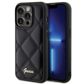   GUESS tok iPhone 15 Pro GUHCP15LPSQSQSK (Quilted Metal Logo) Fekete