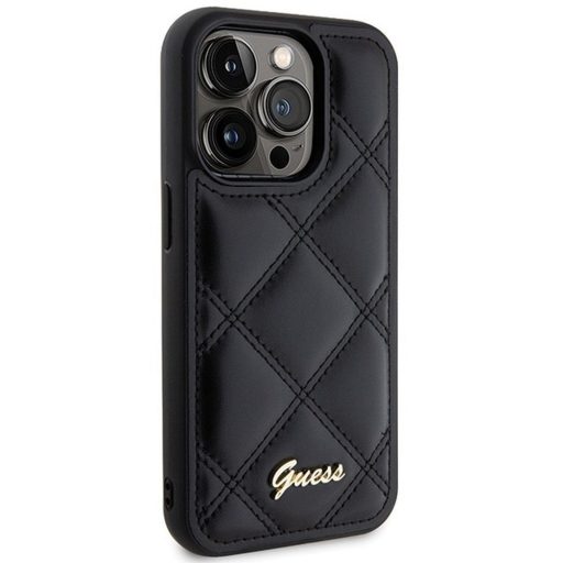 GUESS tok iPhone 15 Pro GUHCP15LPSQSQSK (Quilted Metal Logo) Fekete