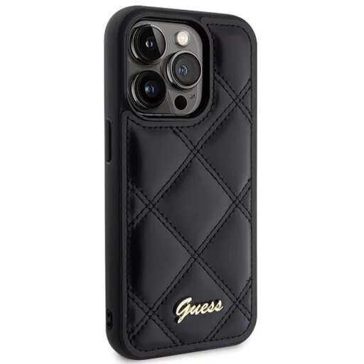 GUESS tok iPhone 15 Pro Max GUHCP15XPSQSQSK (Quilted Metal Logo) fekete