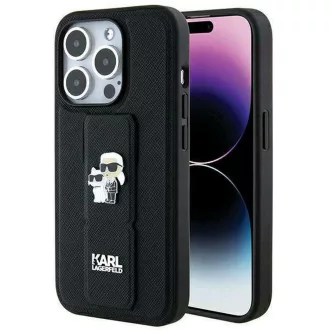   KARL LAGERFELD tok iPhone 14 Pro KLHCP14LGSAKCPK (Gripstand Saffiano KC PIN) Fekete