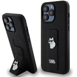   KARL LAGERFELD tok iPhone 13 Pro Max KLHCP13XGSACHPK (Gripstand Saffiano choupette PIN) fekete