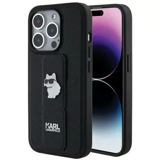   KARL LAGERFELD tok iPhone 14 Pro Max KLHCP14XGSACHPK (Gripstand Saffiano choupette PIN) fekete