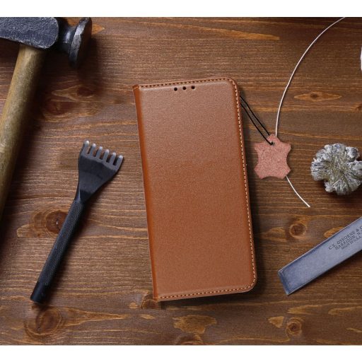 Smart Pro Leather bőrhatású flip tok XIAOMI Redmi 13C / POCO C65 barna