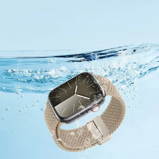 DUX DUCIS MIXTURE PRO rugalmas fonott szíj Apple Watch 42 / 44 / 45 / 49 mm bézs