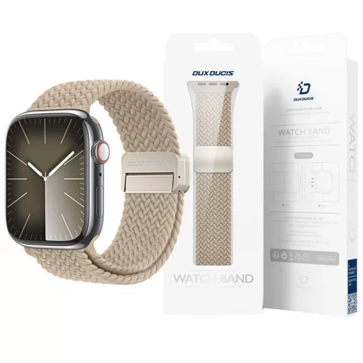DUX DUCIS MIXTURE PRO rugalmas fonott szíj Apple Watch 42 / 44 / 45 / 49 mm bézs