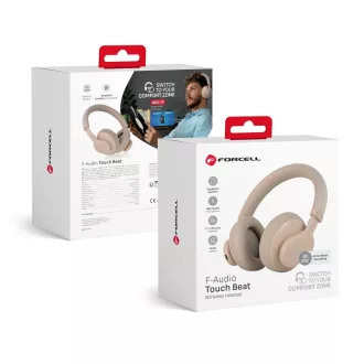   Forcell F-Audio vezeték nélküli fejhallgató Touch Beat ANC bézs