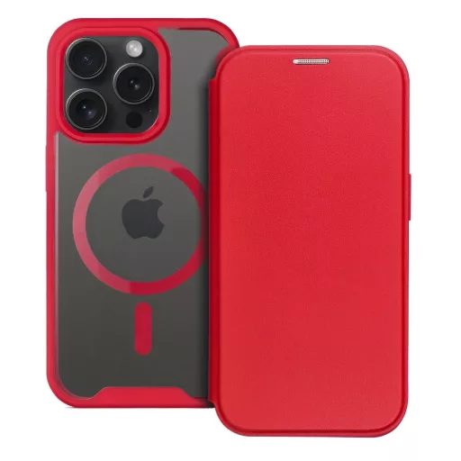SMART MAG Flip tok Magsafe kompatibilis iPhone 15 Pro piros