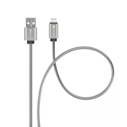 Forcell F-Energy USB-A – Lightning töltőkábel Metal C236 2,4A 12W 1 m ezüst